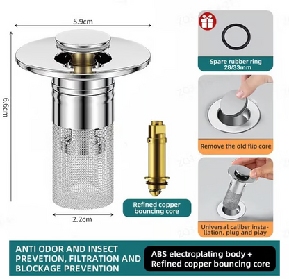 🔥Last Day Promotion 69% OFF🏆Pop Up Sink Drain Strainer----🛀Removes odors and prevents blockages (Copy)