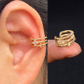 1Pc Hollow Geometry Rainbow CZ Cuff Wrap Clip On Earrings Women Climber Ear Cartilage Bone Clips