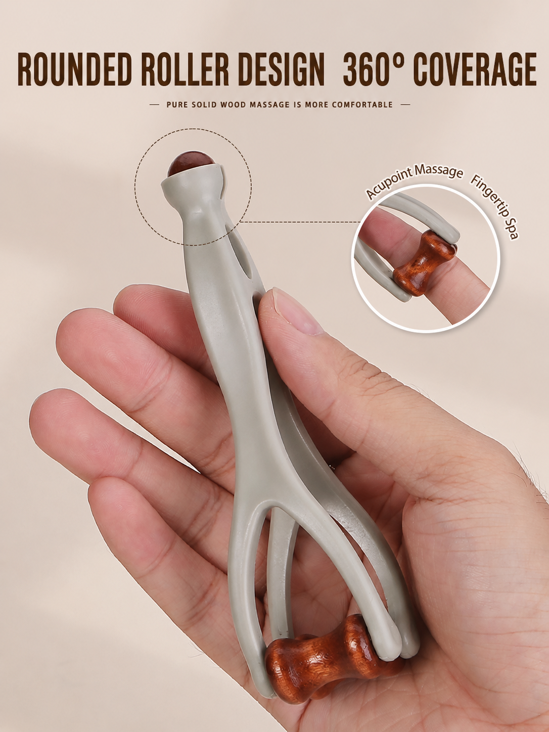 2-in-1 Jade Roller Finger Massager for Fatigue, Pain Relief, Arthritis for Seniors Men Women - Dual-Sided Therapy Tool Jade for Hands, Palm & Wrist
