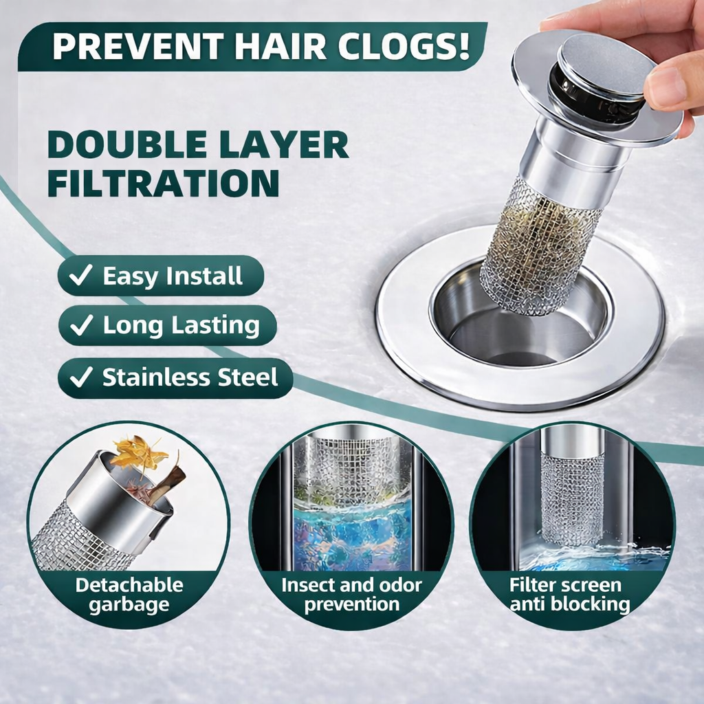 🔥Last Day Promotion 69% OFF🏆Pop Up Sink Drain Strainer----🛀Removes odors and prevents blockages (Copy)