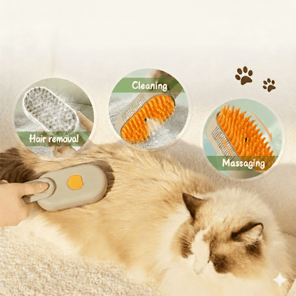 Cat Steam Brush for Shedding, 4 in 1 Rechargeable Steam Brush for Cats and Dogs, Anti-Static, Massage, Cleaning, Shedding & Combing All In One!