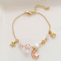 Japan Korea Star Moon Bracelet For Women Fashion Crystal Pearl Chain Jewelry