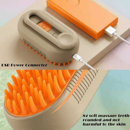 Cat Steam Brush for Shedding, 4 in 1 Rechargeable Steam Brush for Cats and Dogs, Anti-Static, Massage, Cleaning, Shedding & Combing All In One!