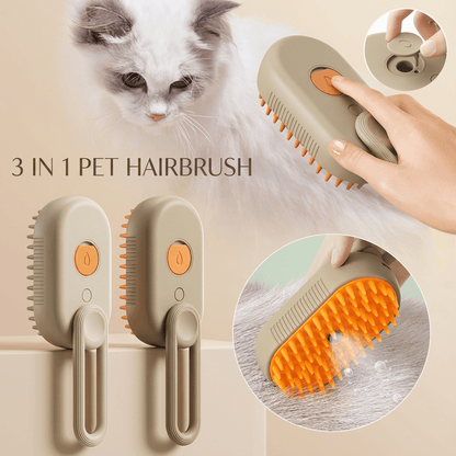 Cat Steam Brush for Shedding, 4 in 1 Rechargeable Steam Brush for Cats and Dogs, Anti-Static, Massage, Cleaning, Shedding & Combing All In One!