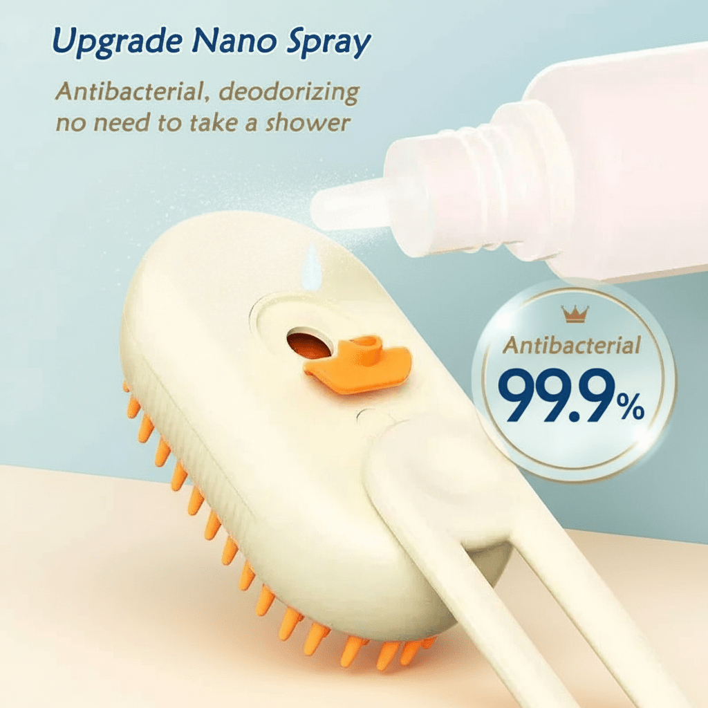 Cat Steam Brush for Shedding, 4 in 1 Rechargeable Steam Brush for Cats and Dogs, Anti-Static, Massage, Cleaning, Shedding & Combing All In One!