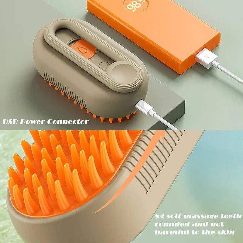 Cat Steam Brush for Shedding, 4 in 1 Rechargeable Steam Brush for Cats and Dogs, Anti-Static, Massage, Cleaning, Shedding & Combing All In One!